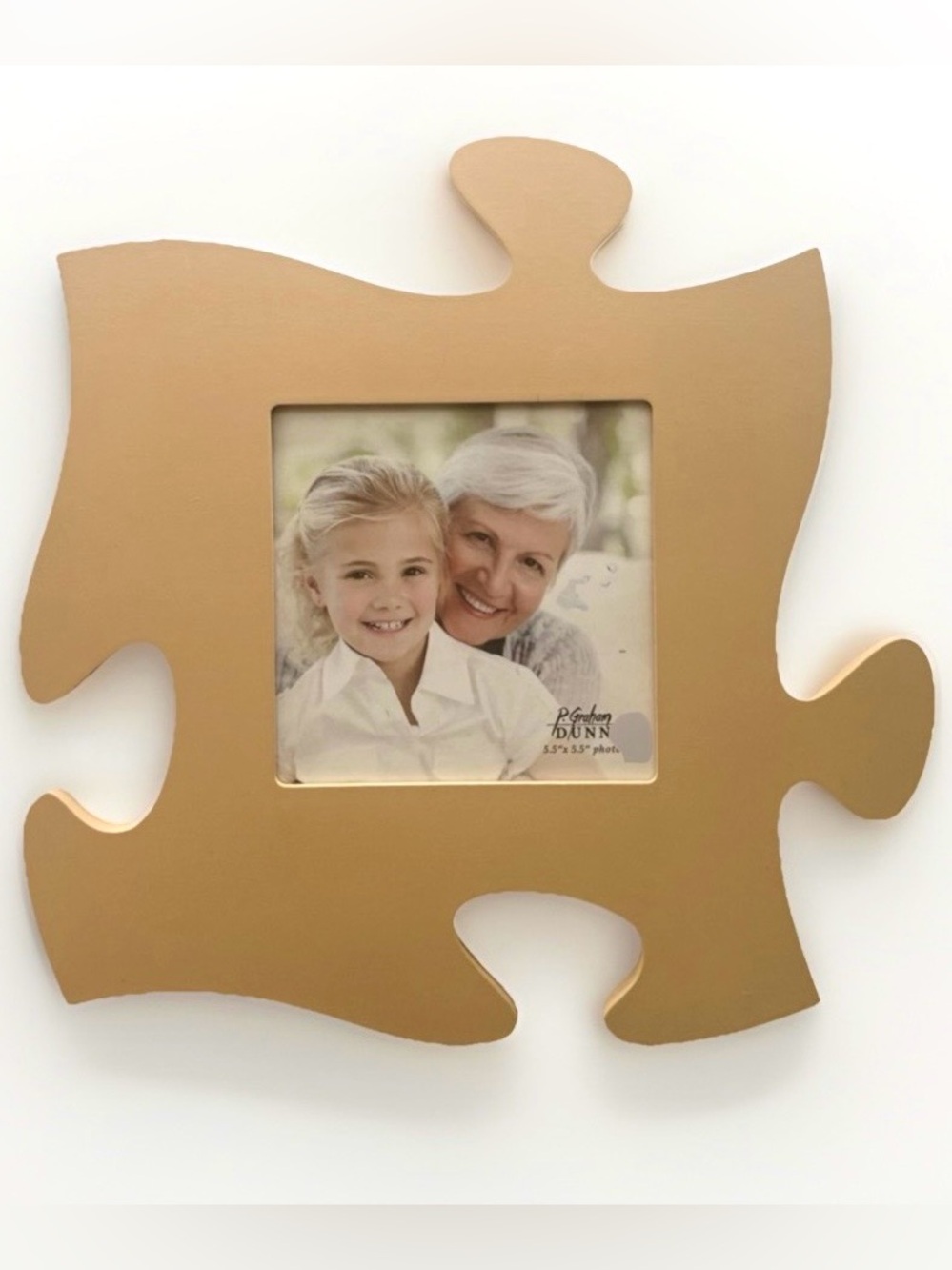 P Graham Dunn Puzzle Piece Picture Photo Frame 12x12” 5.5x5.5" Cream Tan Jigsaw